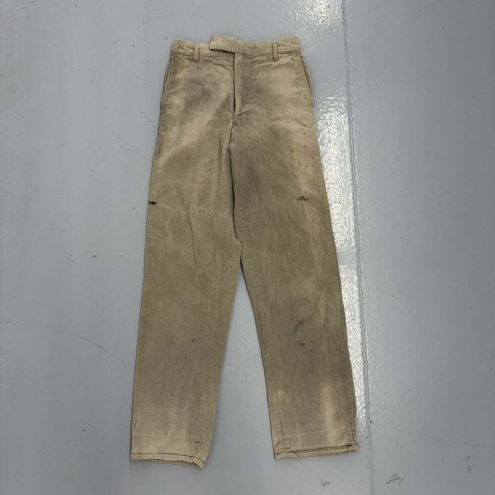Vintage 60s Beige Cotton Workwear Corduroys 24x28